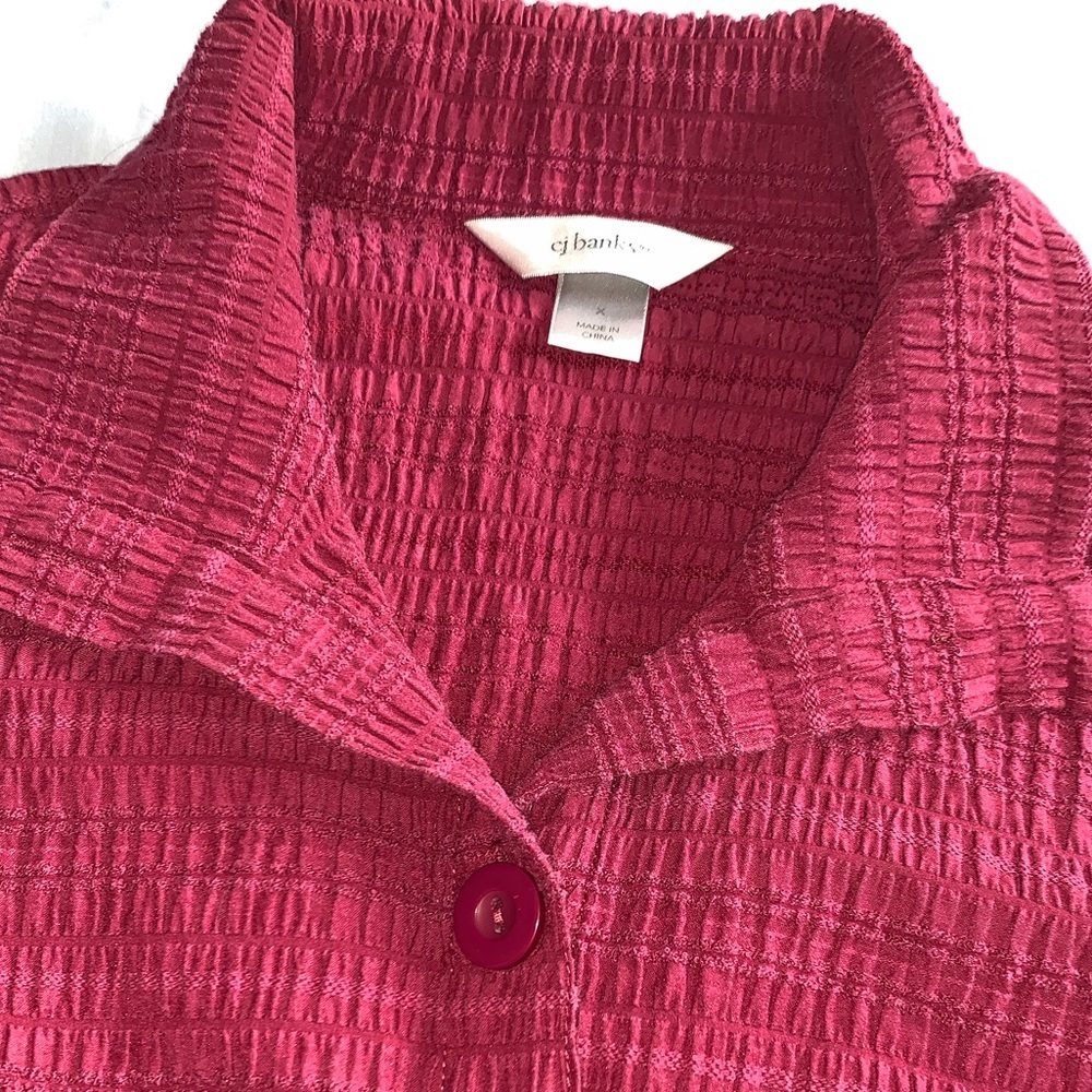 CJ Banks Button-Down Burgundy Shirt sz 10 (X) - Picture 5 of 5